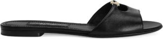 Dolce & Gabbana Bianca 2.0 Flat Slippers - Dames - Sandalen - Zwart - 39 EU - Katoen - Schoenen
