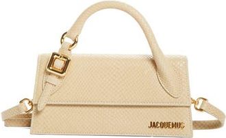 Jacquemus The Long Chiquito Embossed Leather Top Handle Bag in Light Beige 130 at Nordstrom
