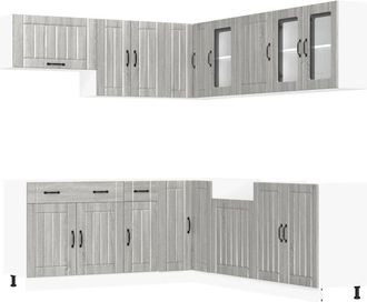 vidaXL Vidaxl - Mueble Cocina Lucca Sonoma Gris 11 Pzas Madera Contrachapada