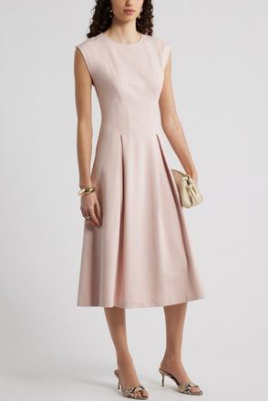 Nordstrom Pleated Cap Sleeve Ponte Dress in Pink Smoke at Nordstrom, Size Xx-Large