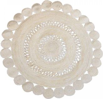 Un amour de tapis Alfombra redonda de yute tejida a mano ideal para la cocina, crudo