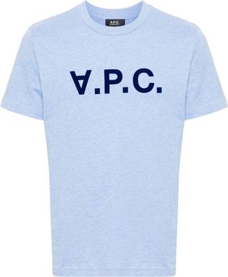 A.P.C. flocked-logo cotton T-shirt - unisex - Organic Cotton - S - Blue