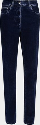 Ferragamo Flocked Velvet Straight-Leg Jeans