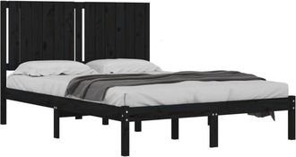 vidaXL Bed Frame without Mattress Black 140x190 cm Solid Wood Pine Vidaxl