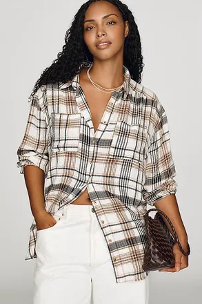 Pilcro Hadley Relaxed Plaid Buttondown Shirt