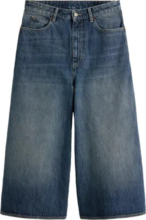 SOEUR Cropped Denim Trousers with Vintage-Inspired Wide-Leg Cut