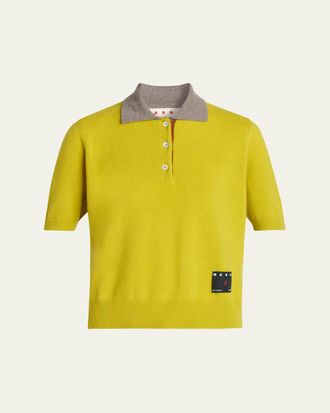 Marni Cashmere Short-Sleeve Polo Sweater