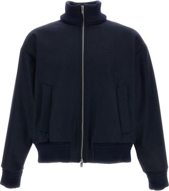 Barena Navy Blue Bolser Melton Wool-Blend Blouson Jacket