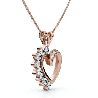 Pompeii3 Diamond Heart Pendant 1/4Ct 10k Gold Lab Grown
