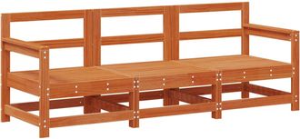vidaXL Unidades De Sof&aacute; Seccional 3 Pieza Marr&oacute;n Cera Pino Macizo Vidaxl