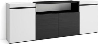 Skraut Home Aparadores para salón, Gran capacidad de almacenaje, 200x75x35cm, 4 Puertas, Armario, zapatero, Estilo Moderno, Blanco y negro - Skraut Home