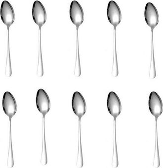 OEM Juego De 10 Cucharas Redondas De Acero Inoxidable, Cuchara Redonda De Acero Inoxidable, Cubiertos De Postre, 17 4,5 Cm, Plateado