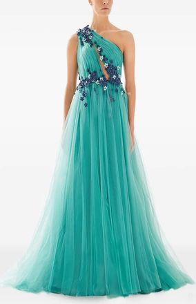 Tarik Ediz Abito lungo Lucia con decorazione a fiori - Verde