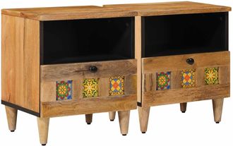 vidaXL Armario De Noche 2 Uds. Natural 40 X 33 X 46 Cm Vidaxl