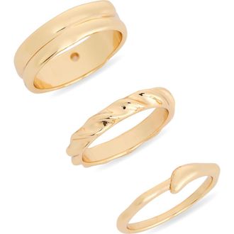 Nordstrom Rack Set of 3 Textured Band Rings in Gold at Nordstrom Rack, Size Medium/large