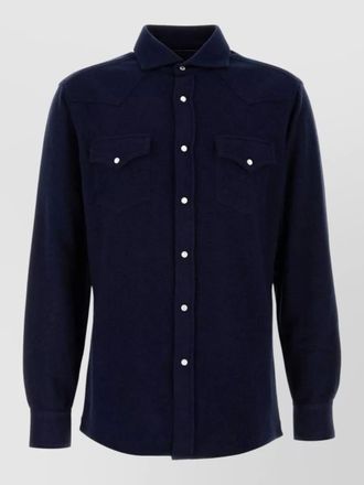 Brunello Cucinelli flannel shirt with collared neck and cuffs