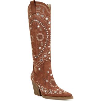 Azalea Wang Aamina Over the Knee Western Boot in Tan at Nordstrom, Size 7.5