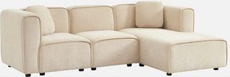 Sweeek Sofá esquinero derecha de tela liso, 3 plazas