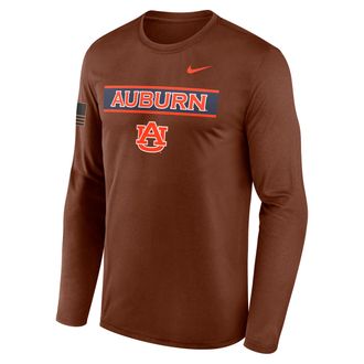Nike Auburn 2026 Military Appreciation Legend Nike Mens Dri-FIT College Long-Sleeve T-Shirt in Brown | 02TJ2GYAUN-VZG