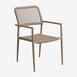 Sklum Sklum - Pack De 4 Sillas De Jard&iacute;n Apilables Con Reposabrazos En Aluminio Y Cuerda Trenzada Nediam