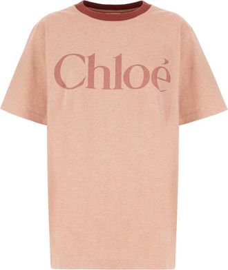 Chloé Tops, Dames, Roze, S, Katoen, Casual Katoenen T-Shirt voor Mannen