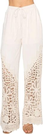 Origami Jewellery Latte Crochet Trim Pant In Beige
