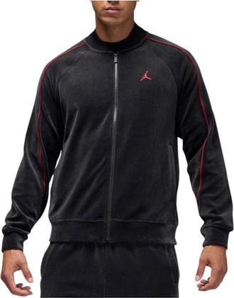 Nike Jordan Air Jordan Brooklyn Velour Track Jacket Black Gym Red HV1870-010
