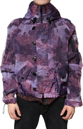 Dolce & Gabbana Purple Camouflage Hooded Men Blouson Jacket Nylon Polyester Clothing