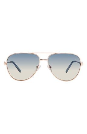 Kurt Geiger 62mm Pilot Sunglasses in Gold Copper/Blue Ds Peach at Nordstrom