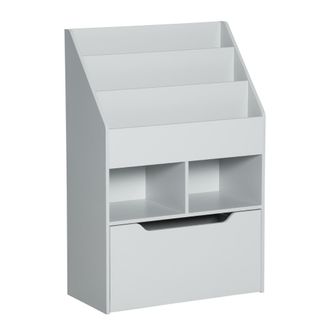 HOMCOM Homcom - Estanter&iacute;a Infantil Con 3 Compartimentos 2 Cubos Y Caj&oacute;n M&oacute;vil Con 4 Ruedas Librer&iacute;a Infantil Para Habitaci&oacute;n De Ni&ntilde;os Sala De Juegos 60x29,9