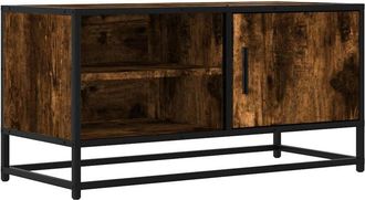 vidaXL Vidaxl - Mueble tv metal y madera ingeniería roble humo 80x34,5x40 cm