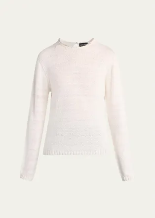 Giorgio Armani Silk Knit Beaded Crewneck Sweater