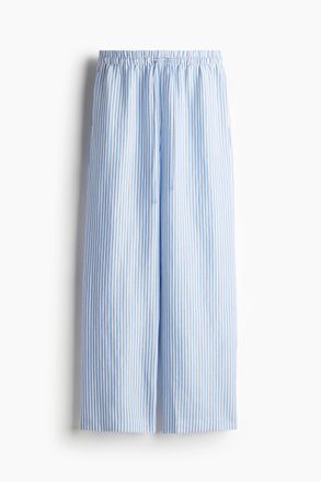 H&M Hose aus Leinenmix - Weiss/Hellblau Gestreift