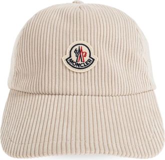Moncler Corduroy Baseball Cap - Dames - Petten - Beige - ONE Size - Katoen - Accessoires