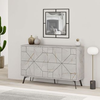 Decortie 4-Doors Push-to-open Doors Sideboard Dune with Metal Legs 123cm in Gold | Size: 2 Pack