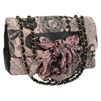 Chanel Pre-owned Flap schoudertas - Dames - Pre-owned - Roze - Maat: ONE Size Katoen