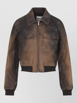 Miu Miu jacket buttoned pockets ribbed cuffs structured hem