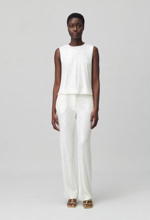 Claudie Pierlot Pantalon &agrave; sequins blanc