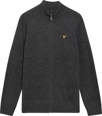 Lyle & Scott Truien & Vesten, Heren, Grijs, L, Wol, Mid Knits Lambswool Blend Zip door Cardigan