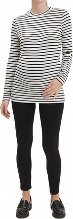 Nom Maternity Liv Long Sleeve Tee In White Black Stripe