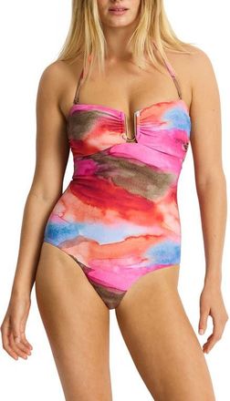 Sea Level Australia U-Bar Bandeau One-Piece Swimsuit in Pink at Nordstrom, Size 10 Us