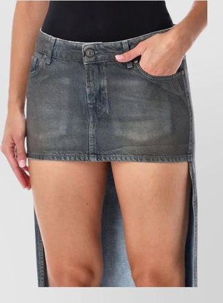 7 For All Mankind denim asymmetric low-rise mini skirt