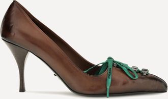 Prada D&eacute;coll&eacute;t&eacute; in pelle con lacci Woman 36.5