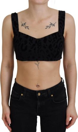 Dolce & Gabbana Womens Sweetheart Sleeveless Velvet Top - Black Silk - Size EU 40 (Womens)