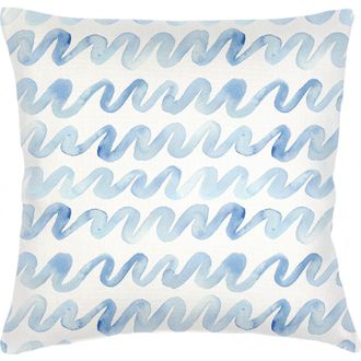 Anaya with Love Watercolor Waves Linen Pillow with Down Insert in Blue at Nordstrom, Size 2Ft 0In X 2Ft 0In