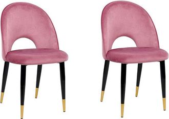 Beliani Beliani - Conjunto de 2 sillas de comedor de terciopelo rosa negro dorado patas Magalia