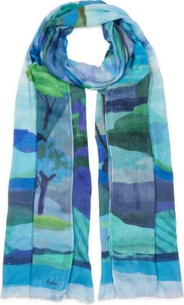 Echo Painterly Landscape Wrap in Ultramarine at Nordstrom
