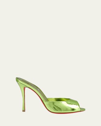 Christian Louboutin 100mm Me Dolly Metallic Leather Slide Sandals