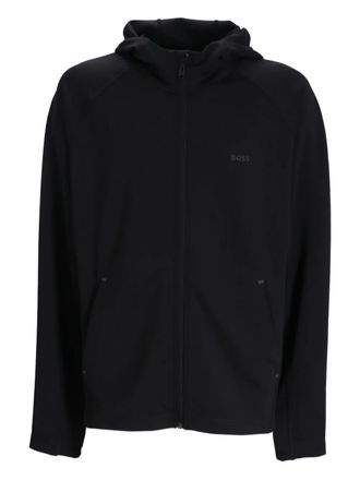 BOSS Hoodie met rits - Zwart