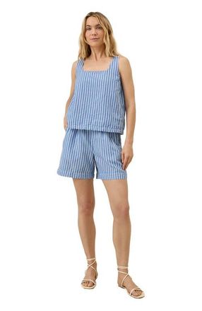 Pact Canopy Linen High-Waisted Short Made with Organic Cotton in Bondi Stripe at Nordstrom, Size Xx-Large